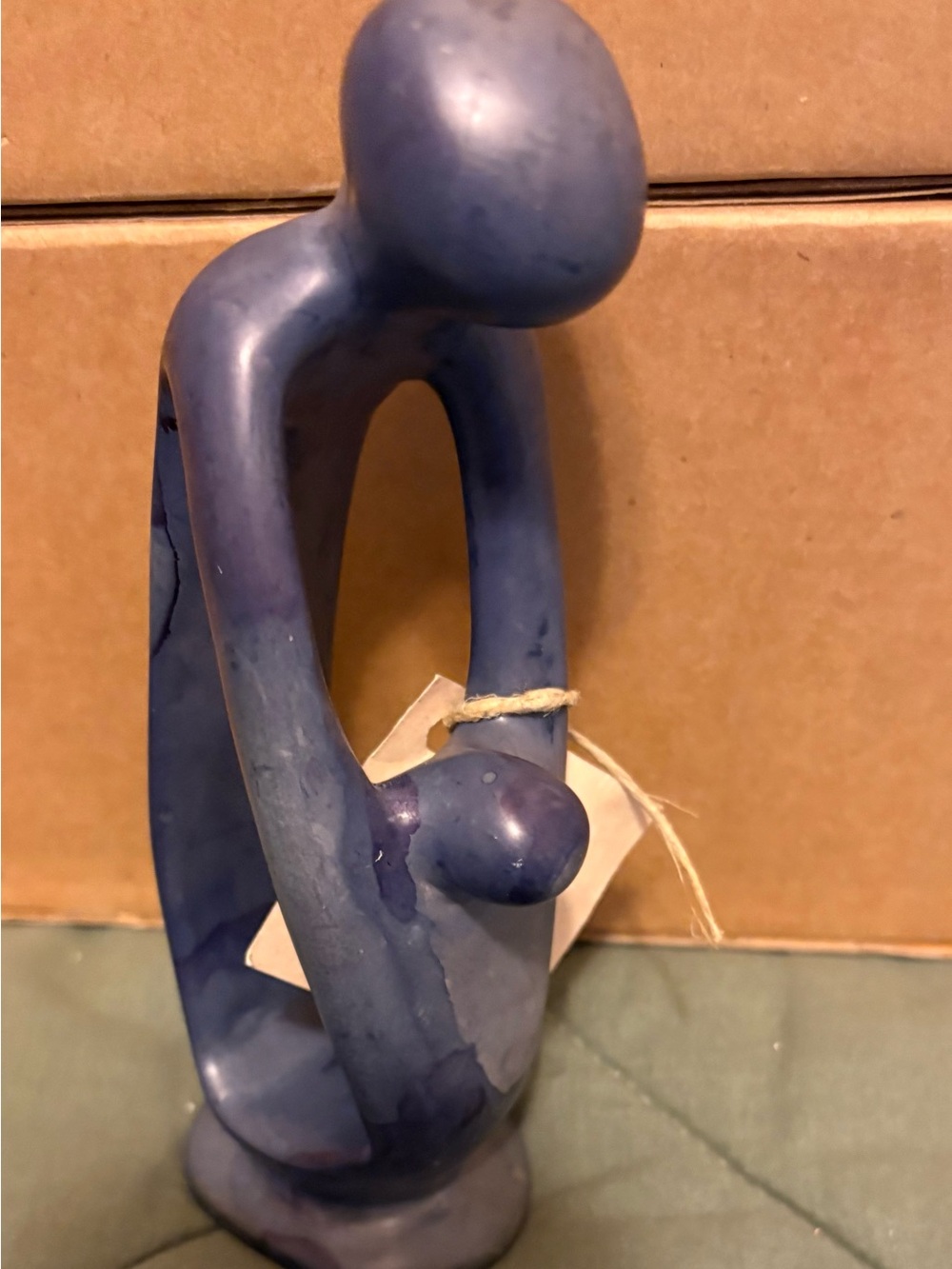 Blue Abstract Ceramic Family Sculpture - Home Art Accent